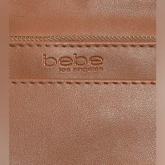 Bebe Los Angeles Sophia Gold chain link Crossbody Small Dark Blush Purse - Picture 5 of 9